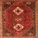 Round Machine Washable Persian Orange Traditional Area Rugs, wshtr870org