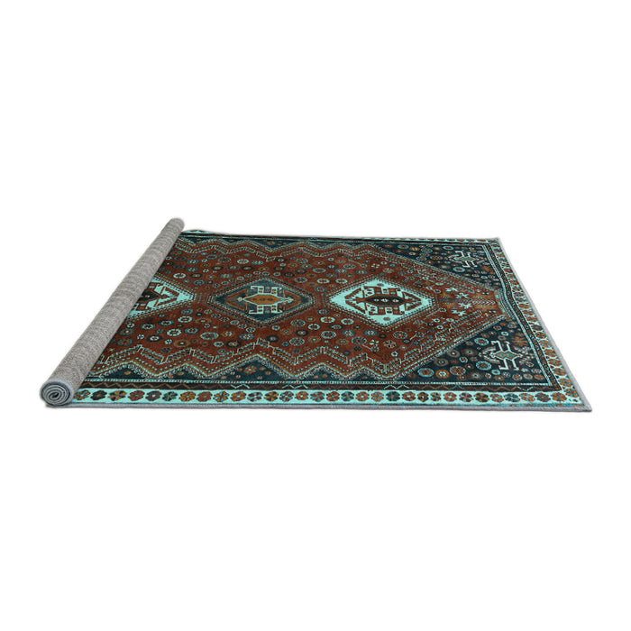 Sideview of Machine Washable Persian Light Blue Traditional Rug, wshtr870lblu