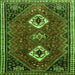 Round Machine Washable Persian Green Traditional Area Rugs, wshtr870grn