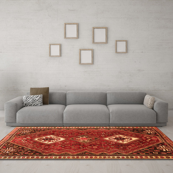 Machine Washable Persian Orange Traditional Area Rugs in a Living Room, wshtr870org