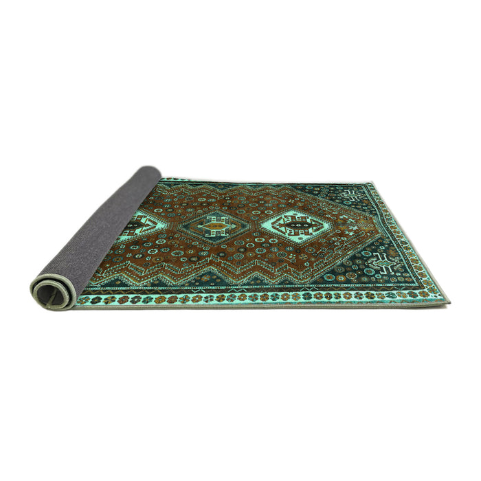 Sideview of Persian Turquoise Traditional Rug, tr870turq