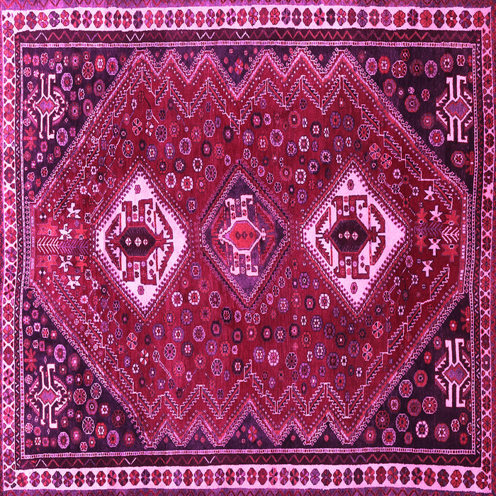 Square Machine Washable Persian Pink Traditional Rug, wshtr870pnk