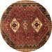 Round Machine Washable Persian Brown Traditional Rug, wshtr870brn