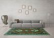 Machine Washable Persian Turquoise Traditional Area Rugs in a Living Room,, wshtr870turq