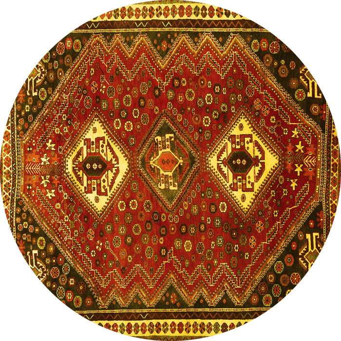 Round Persian Yellow Traditional Rug, tr870yw
