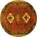 Round Persian Yellow Traditional Rug, tr870yw