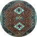 Round Machine Washable Persian Light Blue Traditional Rug, wshtr870lblu