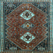 Square Machine Washable Persian Light Blue Traditional Rug, wshtr870lblu
