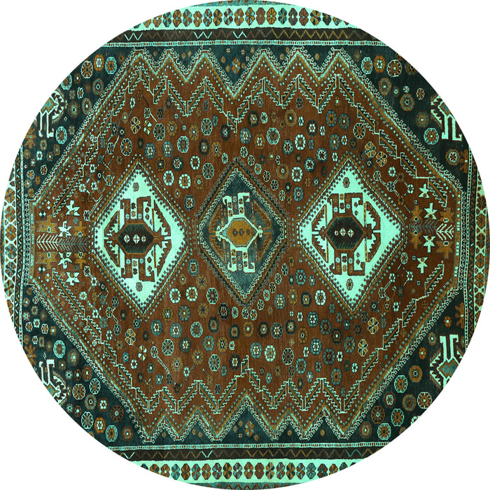 Round Persian Turquoise Traditional Rug, tr870turq