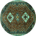 Round Persian Turquoise Traditional Rug, tr870turq