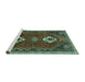 Sideview of Machine Washable Persian Turquoise Traditional Area Rugs, wshtr870turq