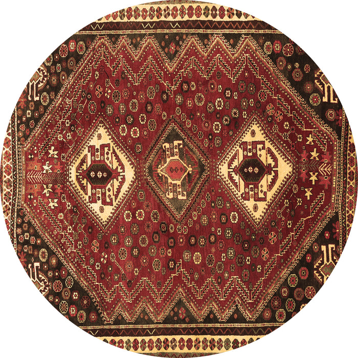 Round Persian Brown Traditional Rug, tr870brn