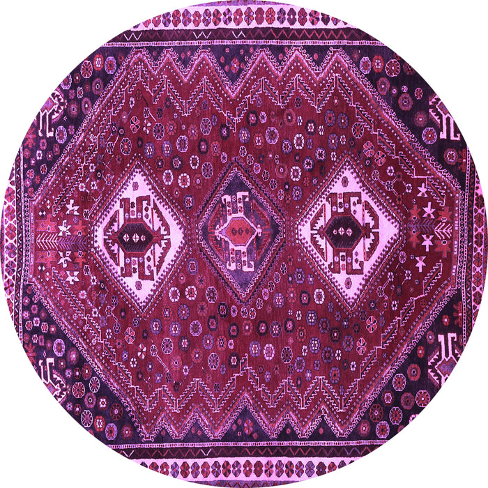 Round Persian Purple Traditional Rug, tr870pur
