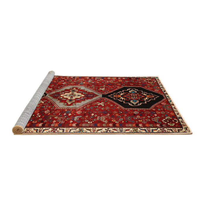 Sideview of Machine Washable Traditional Tomato Red Rug, wshtr871