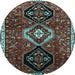 Round Machine Washable Persian Light Blue Traditional Rug, wshtr871lblu