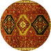 Round Persian Yellow Traditional Rug, tr871yw
