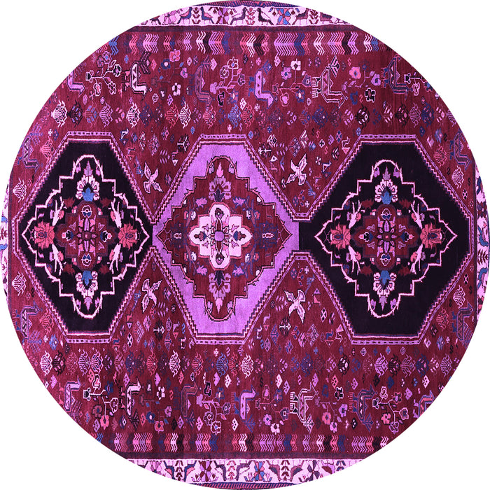 Round Persian Purple Traditional Rug, tr871pur