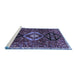 Sideview of Machine Washable Persian Blue Traditional Rug, wshtr871blu