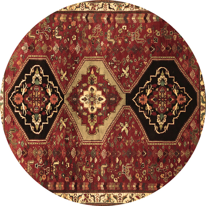 Round Persian Brown Traditional Rug, tr871brn