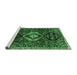 Sideview of Machine Washable Persian Emerald Green Traditional Area Rugs, wshtr871emgrn