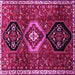 Square Machine Washable Persian Pink Traditional Rug, wshtr871pnk