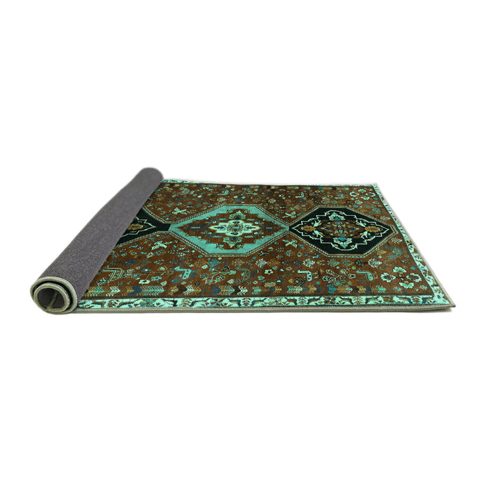 Sideview of Persian Turquoise Traditional Rug, tr871turq