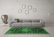Machine Washable Persian Emerald Green Traditional Area Rugs in a Living Room,, wshtr871emgrn