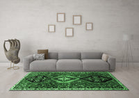 Machine Washable Persian Emerald Green Traditional Rug, wshtr871emgrn