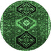 Round Persian Emerald Green Traditional Rug, tr871emgrn