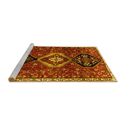 Sideview of Machine Washable Persian Yellow Traditional Rug, wshtr871yw