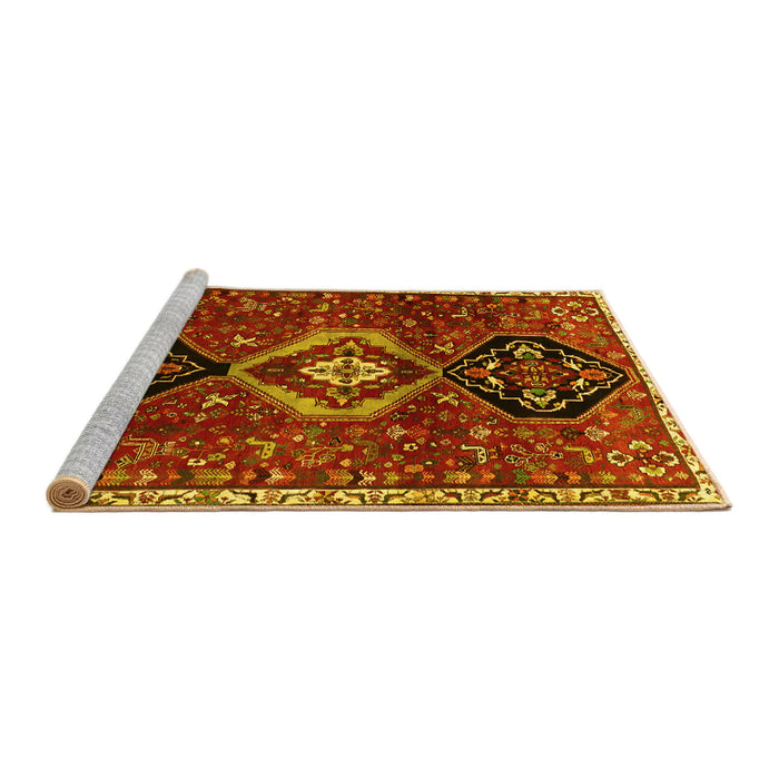 Sideview of Machine Washable Persian Yellow Traditional Rug, wshtr871yw