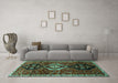 Machine Washable Persian Turquoise Traditional Area Rugs in a Living Room,, wshtr871turq