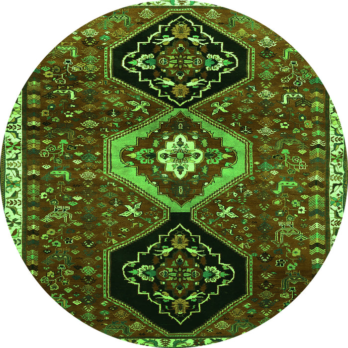 Square Persian Green Traditional Rug, tr871grn