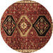 Round Machine Washable Persian Brown Traditional Rug, wshtr871brn