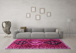 Machine Washable Persian Pink Traditional Rug in a Living Room, wshtr871pnk