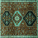 Square Machine Washable Persian Turquoise Traditional Area Rugs, wshtr871turq