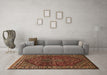 Machine Washable Persian Brown Traditional Rug in a Living Room,, wshtr872brn