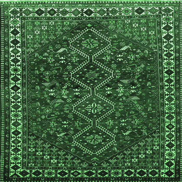 Square Persian Emerald Green Traditional Rug, tr872emgrn