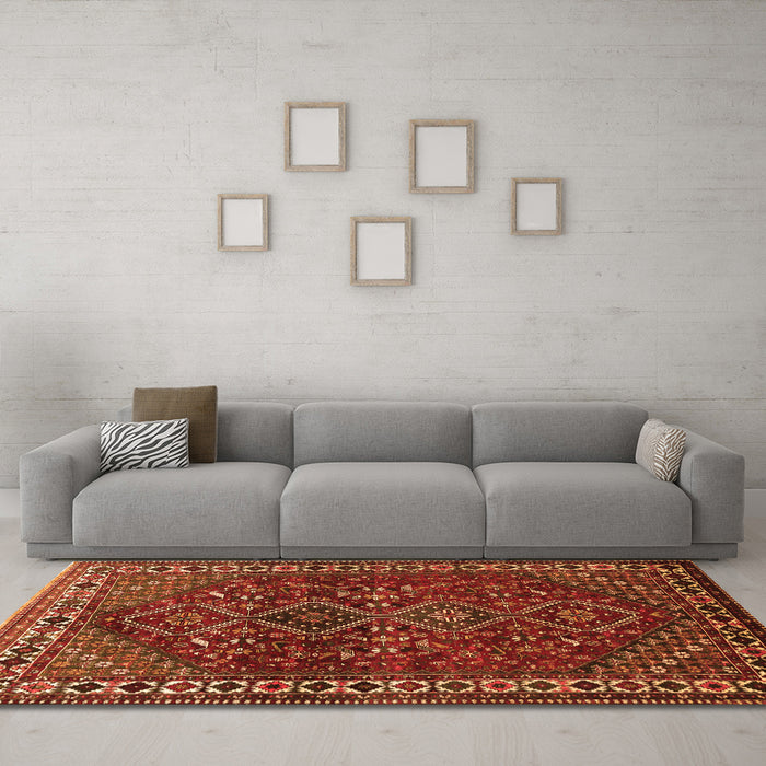 Machine Washable Persian Orange Traditional Area Rugs in a Living Room, wshtr872org