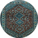 Round Persian Light Blue Traditional Rug, tr872lblu