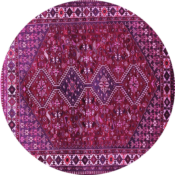 Round Machine Washable Persian Pink Traditional Rug, wshtr872pnk