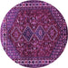 Round Machine Washable Persian Purple Traditional Area Rugs, wshtr872pur