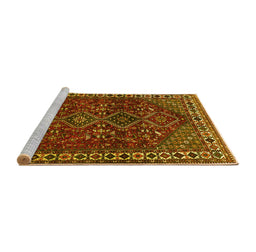 Sideview of Machine Washable Persian Yellow Traditional Rug, wshtr872yw