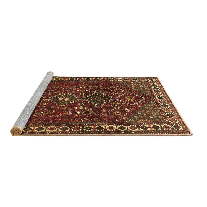 Sideview of Machine Washable Persian Brown Traditional Rug, wshtr872brn