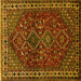 Square Machine Washable Persian Yellow Traditional Rug, wshtr872yw