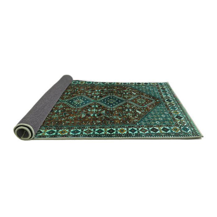 Sideview of Persian Turquoise Traditional Rug, tr872turq