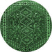 Round Persian Emerald Green Traditional Rug, tr872emgrn