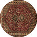 Round Machine Washable Persian Brown Traditional Rug, wshtr872brn