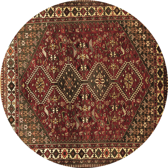 Round Persian Brown Traditional Rug, tr872brn