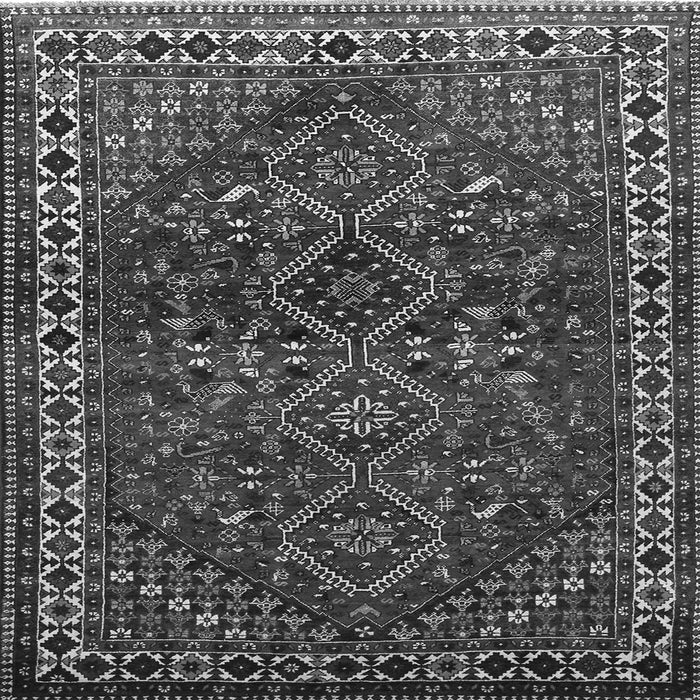 Round Machine Washable Persian Gray Traditional Rug, wshtr872gry